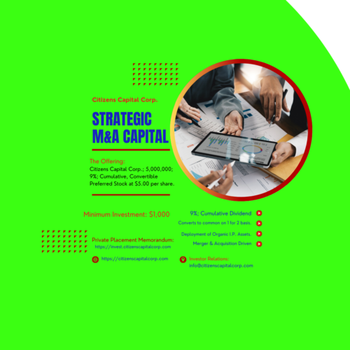 $25M Strategic M&A Capital. Targeted towards: Self-Directed IRA Custodians, Accredited & Institutional Investors, Family Offices and Registered FINRA Brokers.